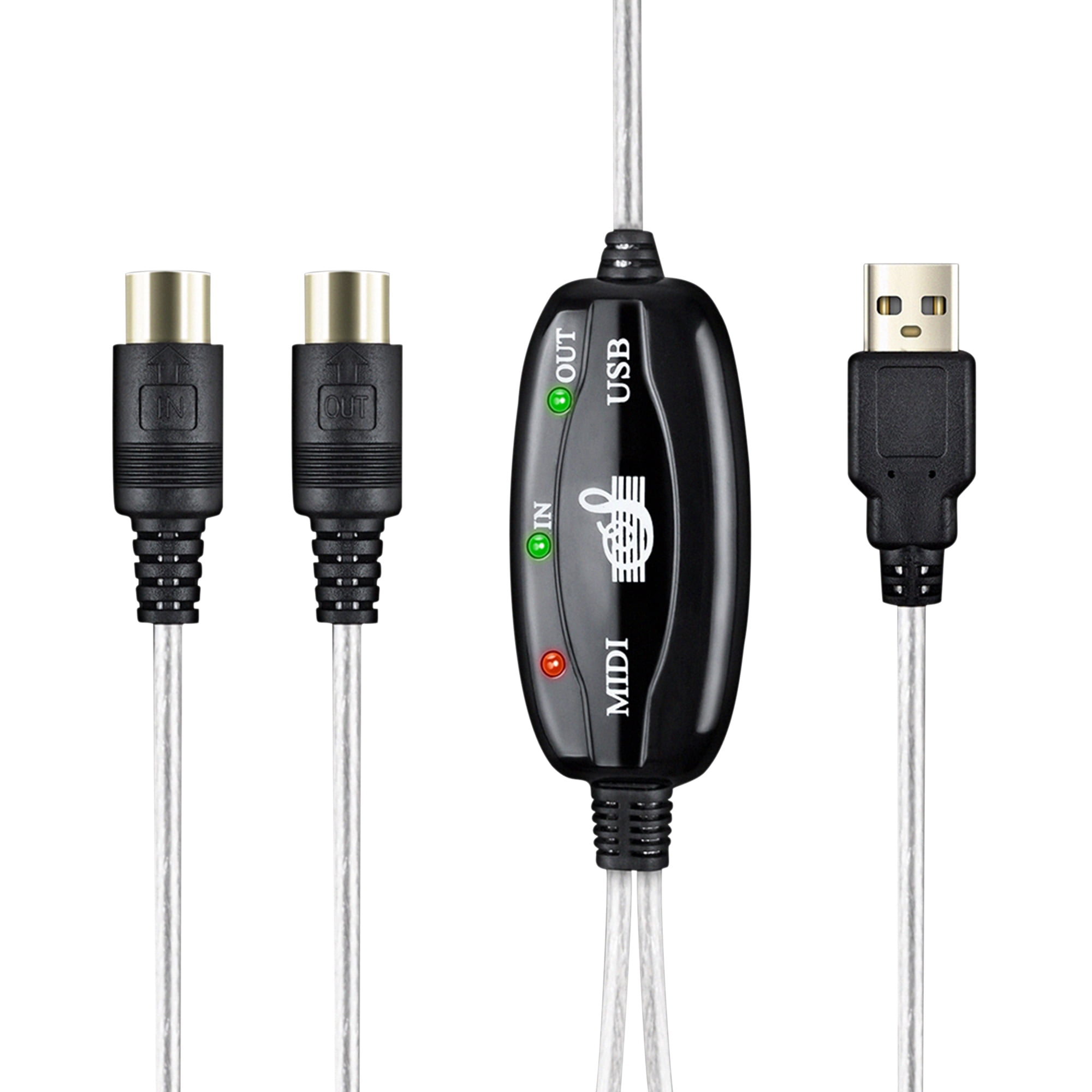 CJPGeek 6ft USB to MIDI Cable Converter 2 in 1 PC to Music Studio