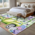thumbnail image 4 of Blue Purple Floral Area Rugs 5'x8', Washable Small Throw Rugs for Classroom Bedroom, Spring Hydrangea Flower Truck Green Plaid Indoor Outdoor Rug Non-Slip Low Pile Carpet Runner Reversible Floor Mats, 4 of 8