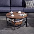 thumbnail image 1 of Zimtown Table Basse pour Salon 2 Niveaux Vintage Table Basse Ronde Grain Noir, 1 of 6