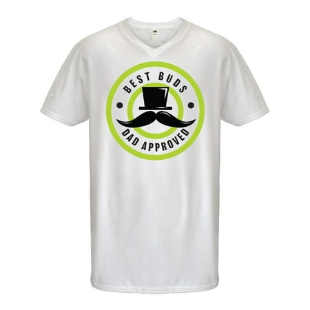 Best Buds Dad Approved with Tophat and Mustache Men's V-Neck