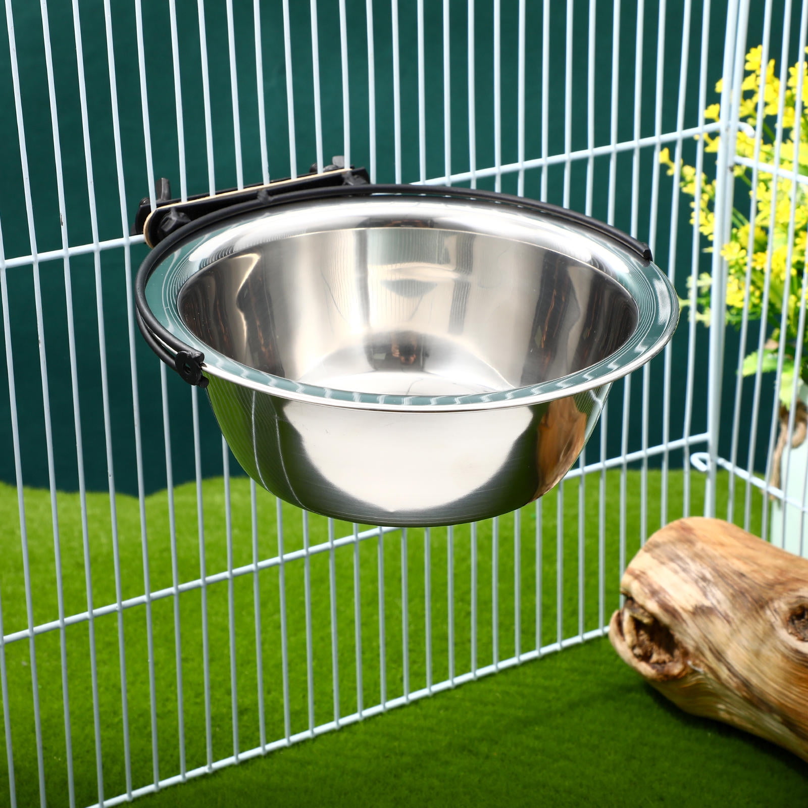 HOOWIFFY Plated Stainless Steel Bird Water Cup with Easy Installation for Bird Cages and Small Pets