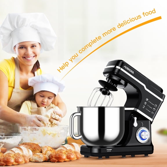 Powerful 10-Speed Stand Mixer – 7QT 660W Tilt-Head Electric Kitchen Mixer – Stepless Control, Stainless Steel Bowl, Dishwasher-Safe Attachments, Splash Guard, Anti-Slip Base