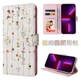 thumbnail image 2 of Wallet Case for iPhone 11 Pro with RFID Blocking Credit Card Slots Holder, Cute Patterned Gold Brushing Magnetic Flip Kickstand Wrist Strap Cover For iPhone 11 Pro, Dry Flower World, 2 of 8