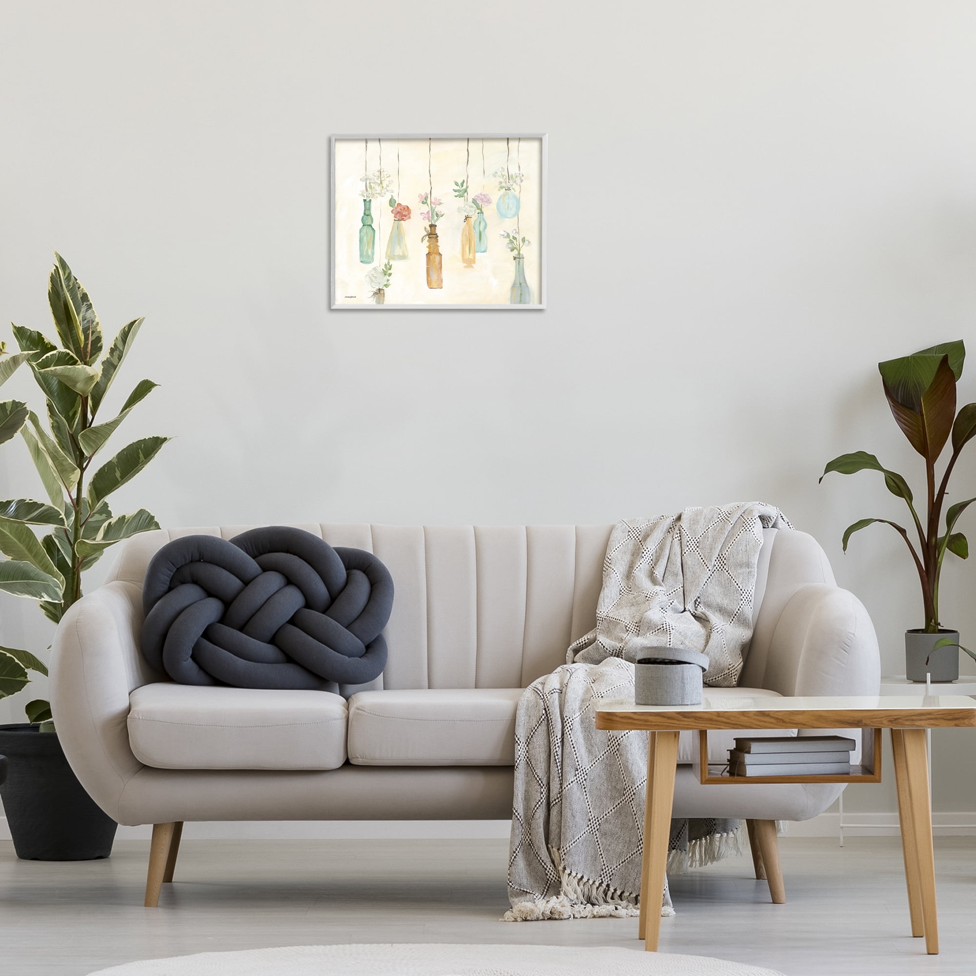 Stupell Industries Hanging Floral Bottles Botanical & Floral Painting White Framed Art Print Wall Art, 20 x 16