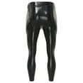thumbnail image 4 of Sxiwei Men's Wet Look Leggings Faux Leather Tight Pants Stretchy Shiny Running Trousers Clubwear Black L, 4 of 7