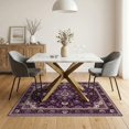 thumbnail image 3 of ODIKA Oriental Plum Ivory Symmetrical Motif Traditional Elegant Decor Non-Slip Chair-Friendly for Dining Room, Under Table, Home Office, 3 of 7