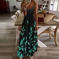thumbnail image 2 of Women's Casual Plus Size Floral Print V Neck Maxi Dress Sleeveless Spaghetti Strap Boho Long Dress for Summer Beach, 2 of 5