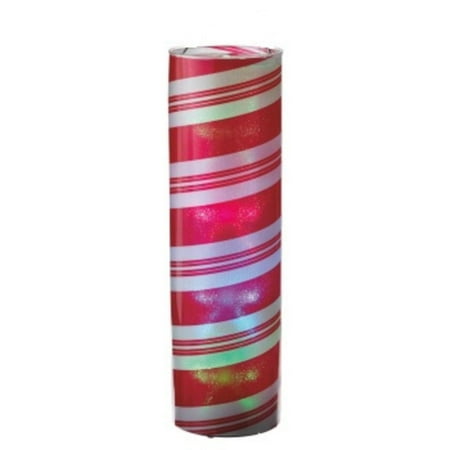 24" Transparent Red and White Striped LED Color Changing Lighted Hanging Christmas Lantern