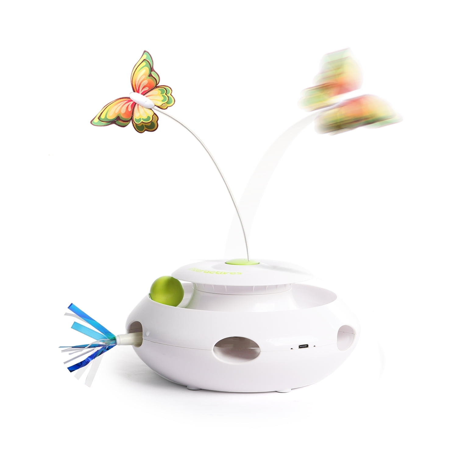 All For Paws 3-in-1 Interactive Butterfly Cat Toy with Motion Sensor, USB Re-chargeable Whack-a-Mole & Cat Ball Toy