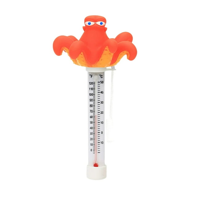Water Temperature Thermometer for Pool Hot Tub Spa Ice Bath, Floating Shatter Resistant Pool Thermometer with String, Easy Read Pool Accessories for Indoor Outdoor Use(8.26Inch,Saffron)