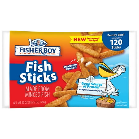 Fisher Boy Crispy Breaded Fish Sticks Made from Minced Fish, 60 oz., 120 per Bag (Frozen)