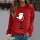 thumbnail image 2 of Gibobby Sudaderas Navideñas para Mujeres Sudadera navideña para mujer Cuello redondo Manga larga Navidad Casual Sudadera navideña(Rojo,CH), 2 of 4