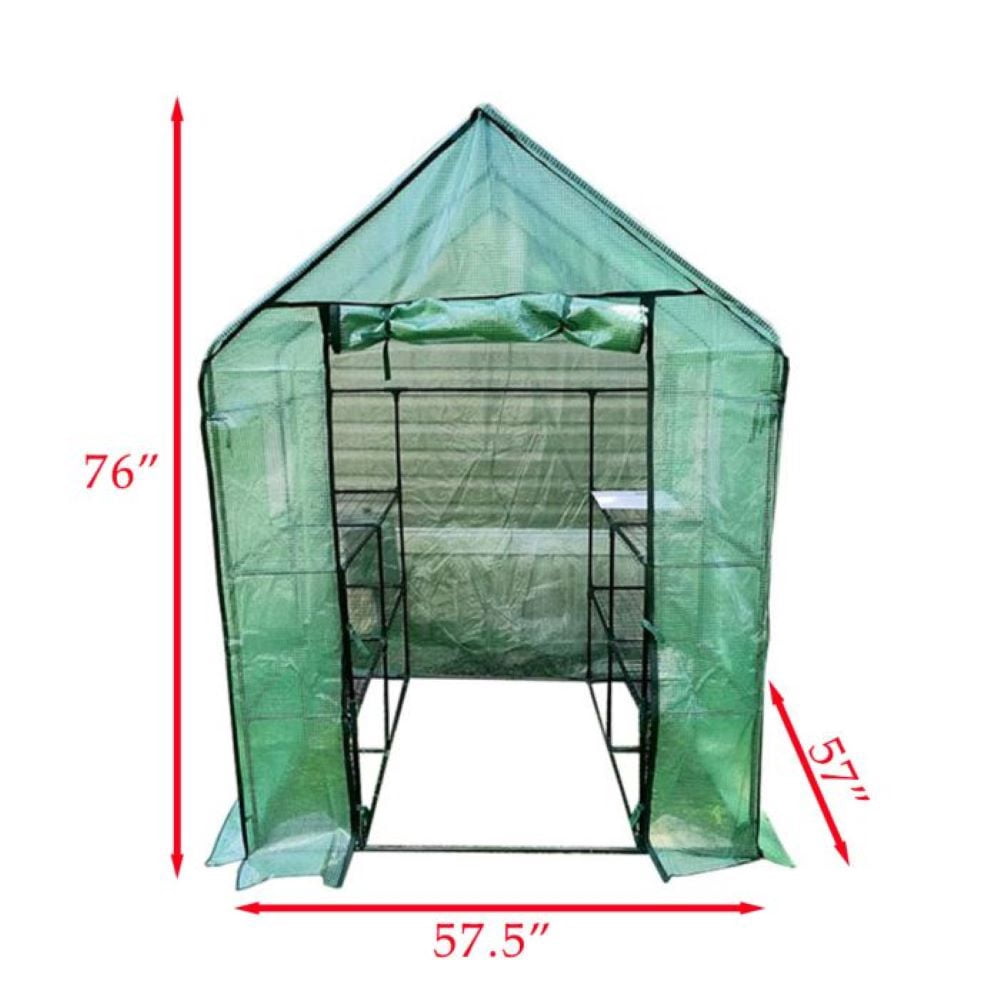 Garden Winds Custom Fit Replacement Cover Compatible with The Ohuhu 4.8' x 4.8' Portable Walk In Instant Pop Up Greenhouse Zipper Entry Door Mesh Side Windows - PE Fabric - Green
