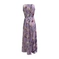 thumbnail image 4 of Womens Maxi Dresses Flowy Ruched Floral Print Boho Dress Wrap V Neck Sleeveless Sundress Elegant Formal Party Wedding Guest Dresses Beach Vacation Outfit, 4 of 7