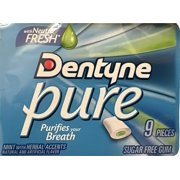 Dentyne Pure Mint with Herbal Accents Sugar Free Gum, 10 Packs of 9 Pieces (90 Total Pieces)