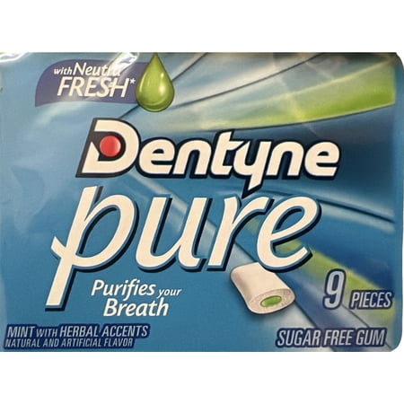 Dentyne Pure Mint with Herbal Accents Sugar Free Gum, 10 Packs of 9 Pieces (90 Total Pieces)