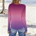 thumbnail image 4 of YUGYXL Long Sleeve Gradient Tunic Tops for Women Trendy Loose Crew Neck Blouse Fall Winter Casual Basic Tee Shirts Purple M, 4 of 5