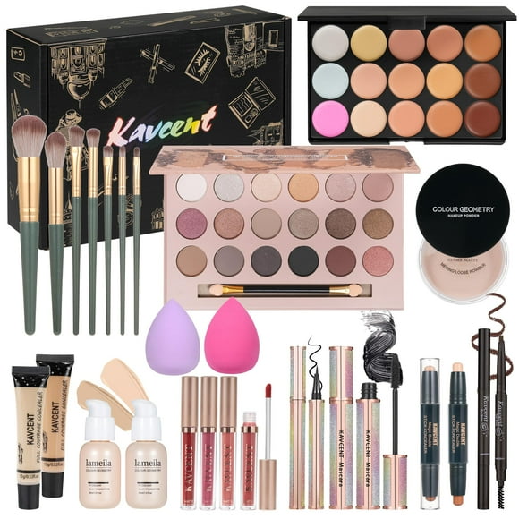 Set de maquillaje KAVCENT para mujer con paleta de sombras de ojos y pinceles