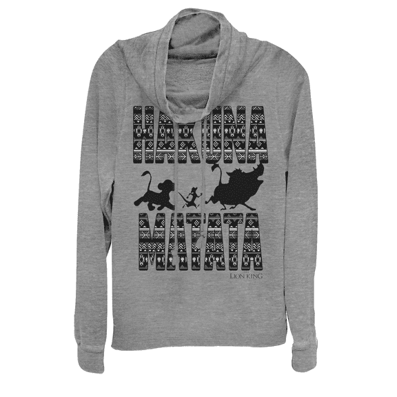 Junior's Lion King Hakuna Matata  Cowl Neck Sweatshirt Gray Heather 2X Large