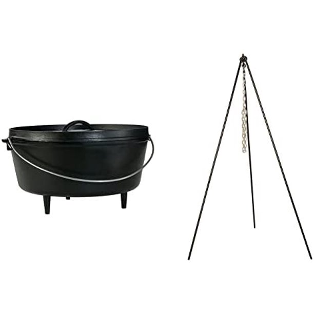 Lodge Deep Camp Dutch Oven, 10 Qt & Tall Boy Tripod