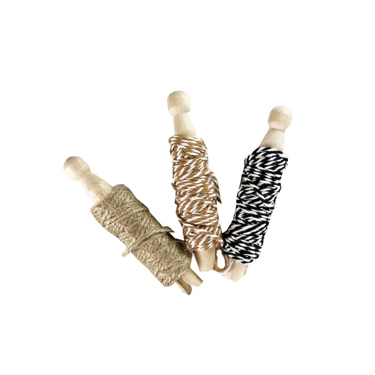 Hello Hobby Baker Twine Material, Jute, Neutral, & Black, Features 3 Pack