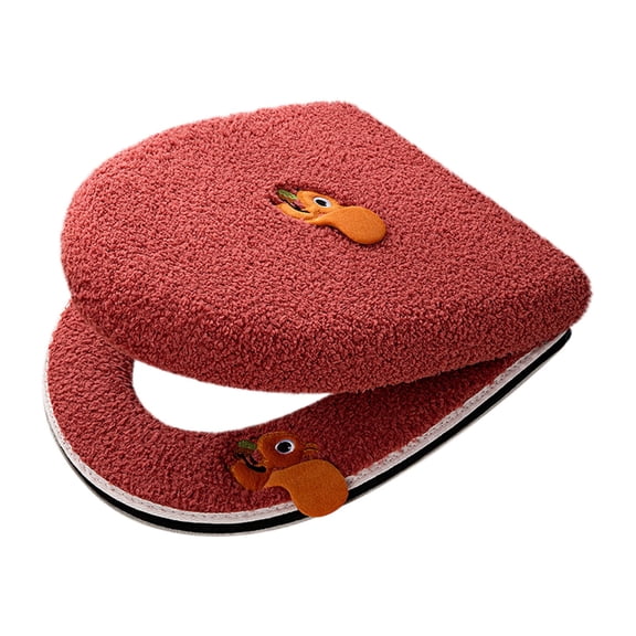 Gnwei Toilet Seat Warmer Cover,Bathroom Soft Thicker Warmer with Zipper Snaps Fixed Stretchable Washable Fiber Cloth Toilet Seat Covers Pads Easy Installation& Cleaning