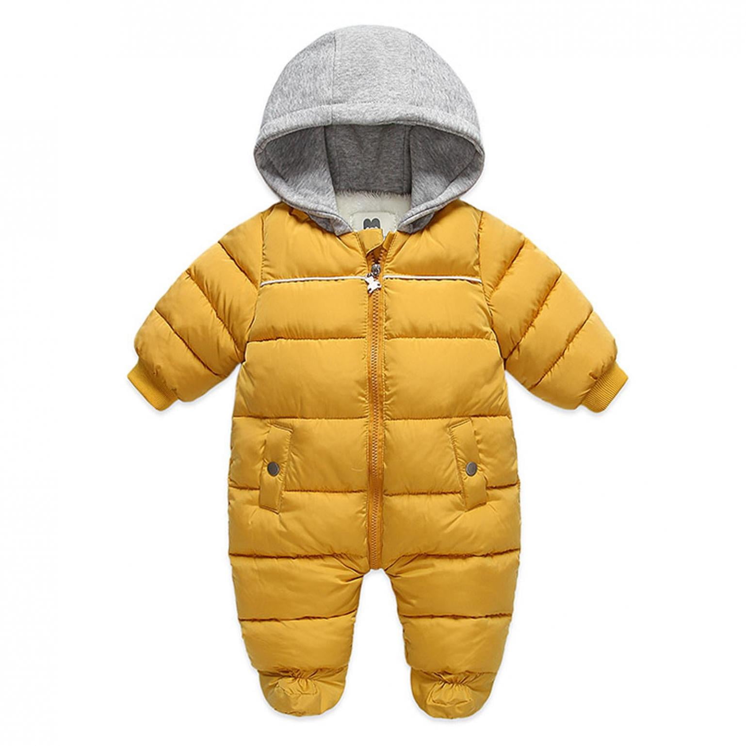 famuka Warm Snow Suit for Baby Boys and Girls Hooded Rompers Winter Clothes 