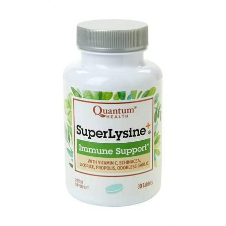 Quantum Health Super Lysine  / Advanced Formula Lysine  Immune Support with Vitamin C, Echinacea, Licorice, Propolis, Odorless Garlic (90 Tablets)