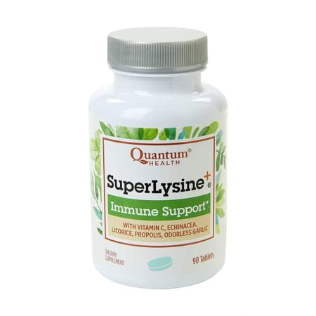 Quantum Health Super Lysine+ / Advanced Formula Lysine+ Immune Support with Vitamin C, Echinacea, Licorice, Propolis, Odorless Garlic (90 Tablets)