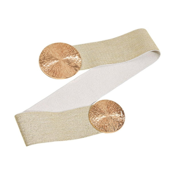 Cinturón ancho elástico para mujer Estiramiento ancho con hebilla Cintura Gancho Cinturón para el cuerpo Color sólido grueso para accesorios de vestir Dorado Yinane Cinturón