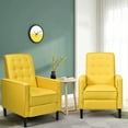 thumbnail image 3 of Gymax Set of 2 Push Back Recliner Chair Fabric Tufted Single Sofa w/ Footrest Yellow, 3 of 10