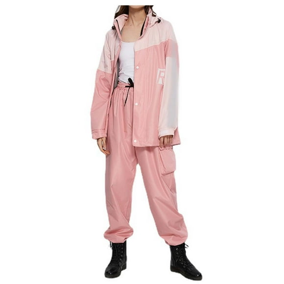 PMVFHDE Rain Poncho Women Reflective Adult Cycling Raincoat & Pants Set | Breathable Outdoor Rain Gear For Men & Women Pink,XXXL