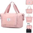 thumbnail image 1 of Bolsa de viaje plegable de gran capacidad, tela Oxford, impermeable, ligera, plegable, bolsa de viaje portátil expandible, bolsa de viaje seca y húmeda, bolsa de transporte para aviones, Ros brillante, 1 of 1