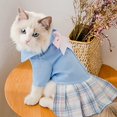thumbnail image 1 of Disfraz de mascota pequeña, faldas de uniforme escolar para perros y gatos, disfraz de marinero para gatos, fiesta de cosplay para perros pequeños, ropa para gatos (Beige Mixed Blue) M JAMW Sencillez, 1 of 5