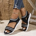 thumbnail image 6 of Women's Breathable Knit Flat Sandals Wide Width Round Toe Summer Casual Sandals Stretch Mesh Soft Bottom Lightweight Walking Shoes Non Slip Outdoor Beach Sandals, 6 of 10