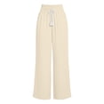 thumbnail image 6 of JSROAC Wide Leg Pants for Womens Smocked High Waist Dressy Casual Trousers Tie Front Solid Color Gauze Lounge Pants With Pockets Fall Fashion, 6 of 6
