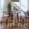 thumbnail image 4 of Farmhouse Brown Round Area Rug 5 FT, Non Slip Bedroom Rugs, Rustic Wooden Historical Barn Door Plank Washable Soft Circular Carpet Non-Shedding Floor Mat for Kitchen Dining Room Foyer Balcony Dorm, 4 of 8