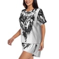 thumbnail image 2 of Fotbe Majestic Wolf Landscape Print Pajama Set for Women 2 Piece Loungewear Short Sleeve Tops and Shorts Set Soft Sleepwear-X-Large, 2 of 7