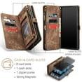 thumbnail image 6 of For Samsung Galaxy Note 10 Wallet Case,Multi-Functional Retro Leather Purse Flip Cover Zipper Wallet Case with Removable Card Slots Pocket & Detachable Wrist Strap Magnetic Phone Case, Darkbrown, 6 of 9