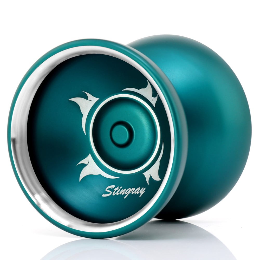 yoyofriends Stingray Yo-Yo - Bi-Metal - 7068 Aluminum with Stainless Steel Rings (Teal w/Blasted Rings)