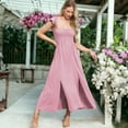thumbnail image 7 of Women's Ruffled Cap Sleeve Maxi Slit Dress- Small,Pink, 7 of 7