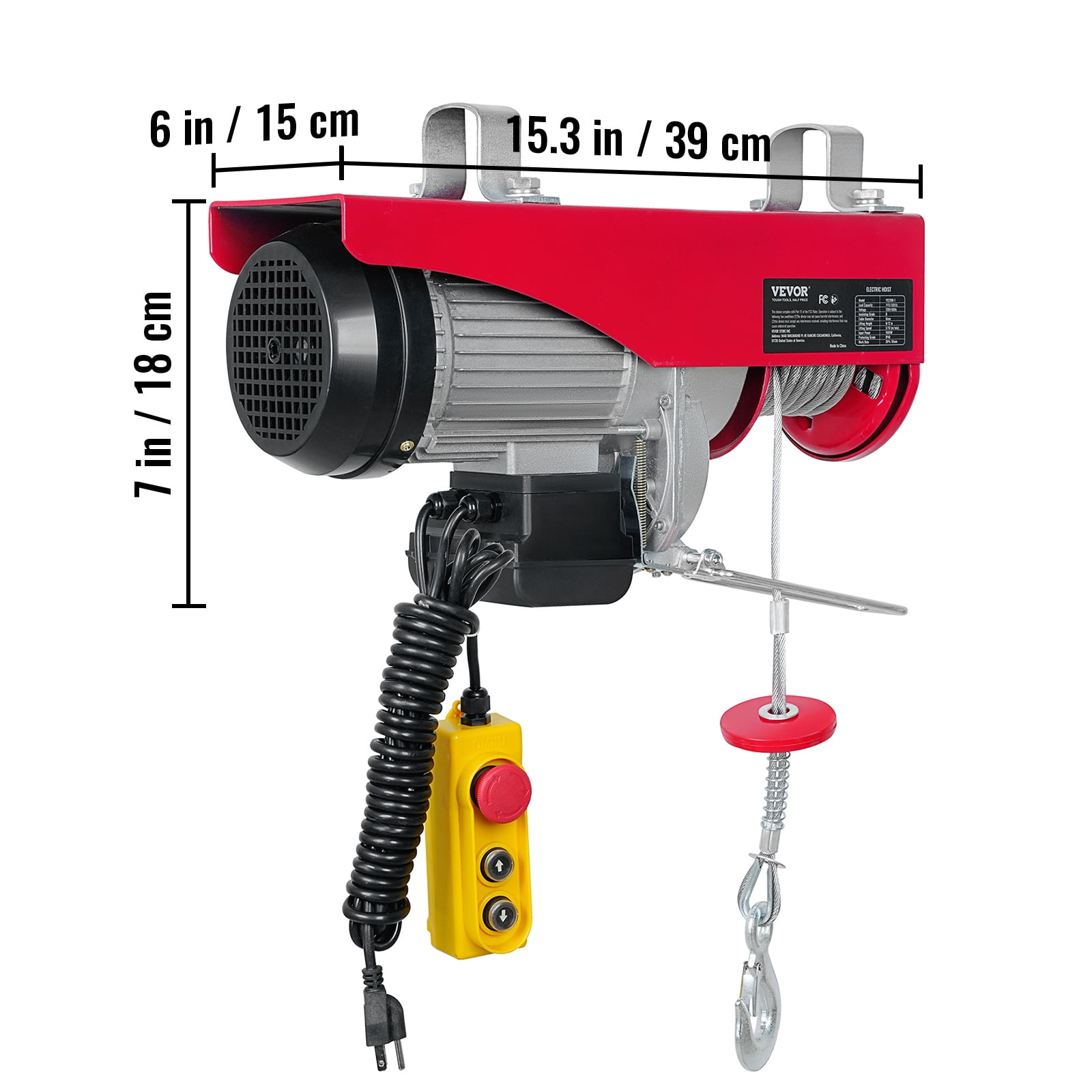 VEVOR 880lbs Electric Hoist with 14ft Wired Remote Control, 110V Electric Hoist Attic Lift 20-40 FT Lifting Height for Garage Attic Warehouse Factory