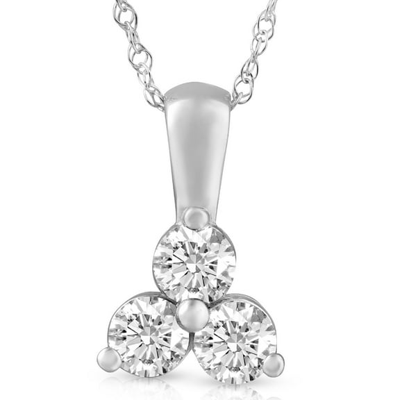 Pompeii 2 Ct TW Diamond 3-Stone Pendant in 14k White Gold Necklace Lab Grown (((G-H)),VS1)