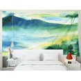 thumbnail image 4 of Landscape Tapestry - Colorful Mountain Watercolor Painting Outdoor Nature Rain Forest Green 60X40 - Present for Families, 4 of 11