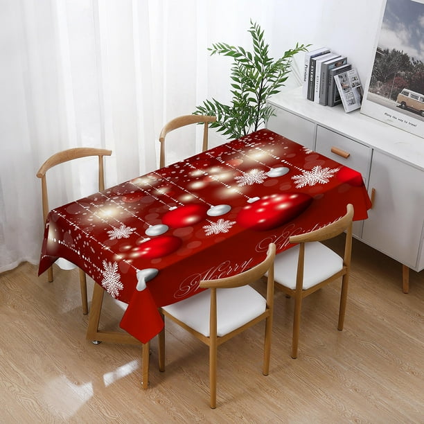 Mantel Rectangular de Navidad Poliéster 140 * 180 cm Patrones de árboles de Navidad para la decoración de la Mesa de Navidad, Mantel de Navidad Impreso Mantel Absorbente Decoración de Año Nuevo (C)