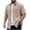 Khaki, variant on Mens Short Sleeve Button Down Shirts Casual Regular Fit Stretch Ribbed Textured Vintage Summer Beach Vacation Resort Tops with Chest Pocket, Big and Tall Sizes Available