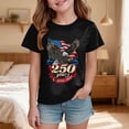 thumbnail image 2 of Karoyedx Girls T-Shirts Boys Girls 4th of July Shirt Cotton Kids Red White and Blue USA American Flag Shirt Comfortable Patriotic Tops Black Size,13-14 Years, 2 of 5