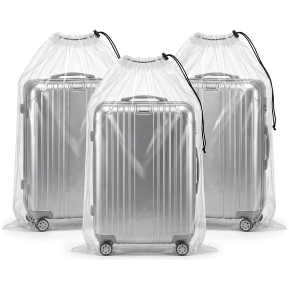 Smlper 3 Pack 59 x 47 Inch Extra Large Clear Drawstring Plastic Bags, Storage Bags Luggage Suitcase Dustproof Reusable Organizer Dust Covers(Clear)