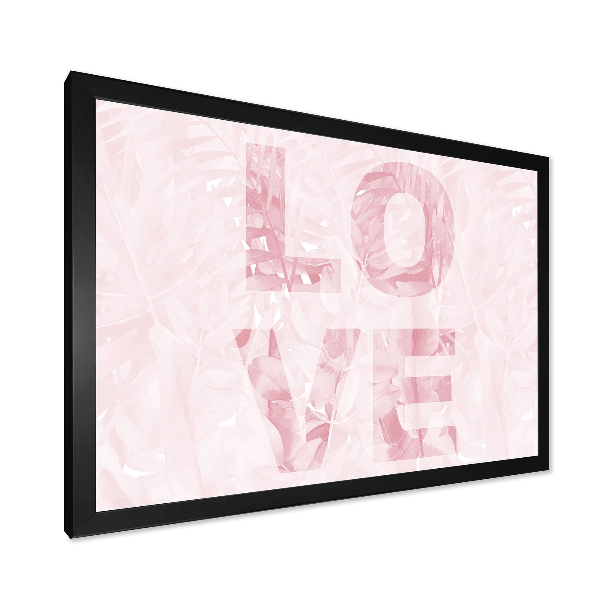 Designart 'Pink Pastel Love Abstract ' Shabby Chic Framed Art Print
