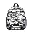 thumbnail image 4 of Artistic Student Backpack – Vintage Fashion with Abstract Tribal Style, Ink and Sketch Geometric Plaid Design, Rustic Aesthetic Bag, 4 of 5